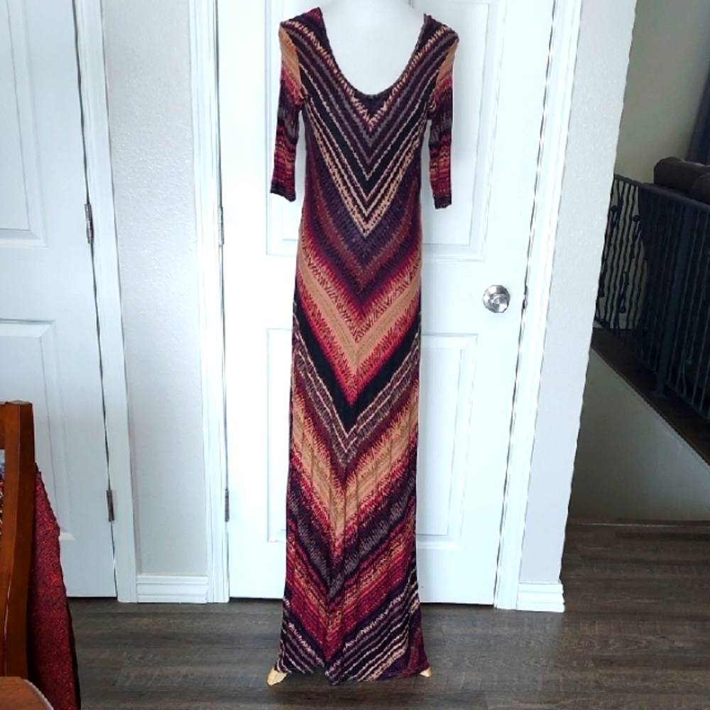 Red PinkDress Scoop Neck 3/4 Sleeve By Nuture